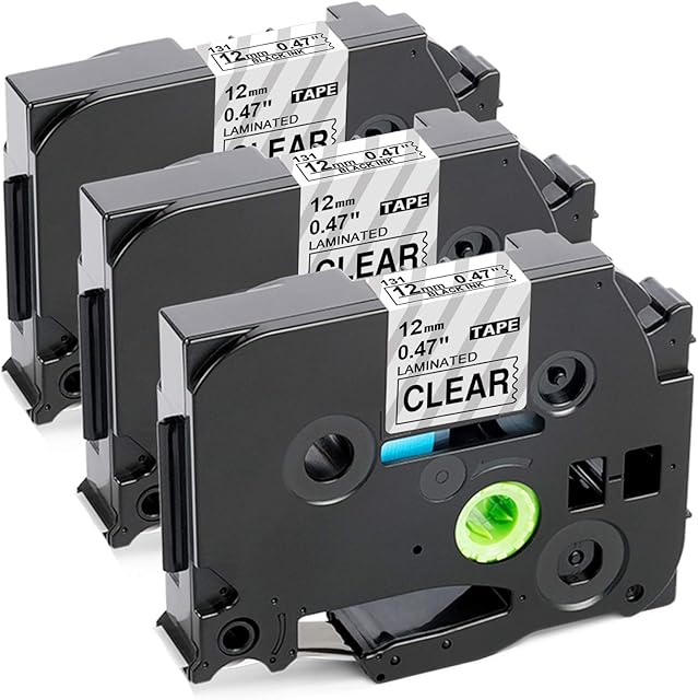 Upwinning Compatible Label Tape Replacement for Brother P-Touch TZe-131 Black on Clear Tapes, TZe 12mm 0.47 Laminated Transparent Labels TZe131 Work with Ptouch PT-1000 1010 H101C H110 H105, 3-Pack