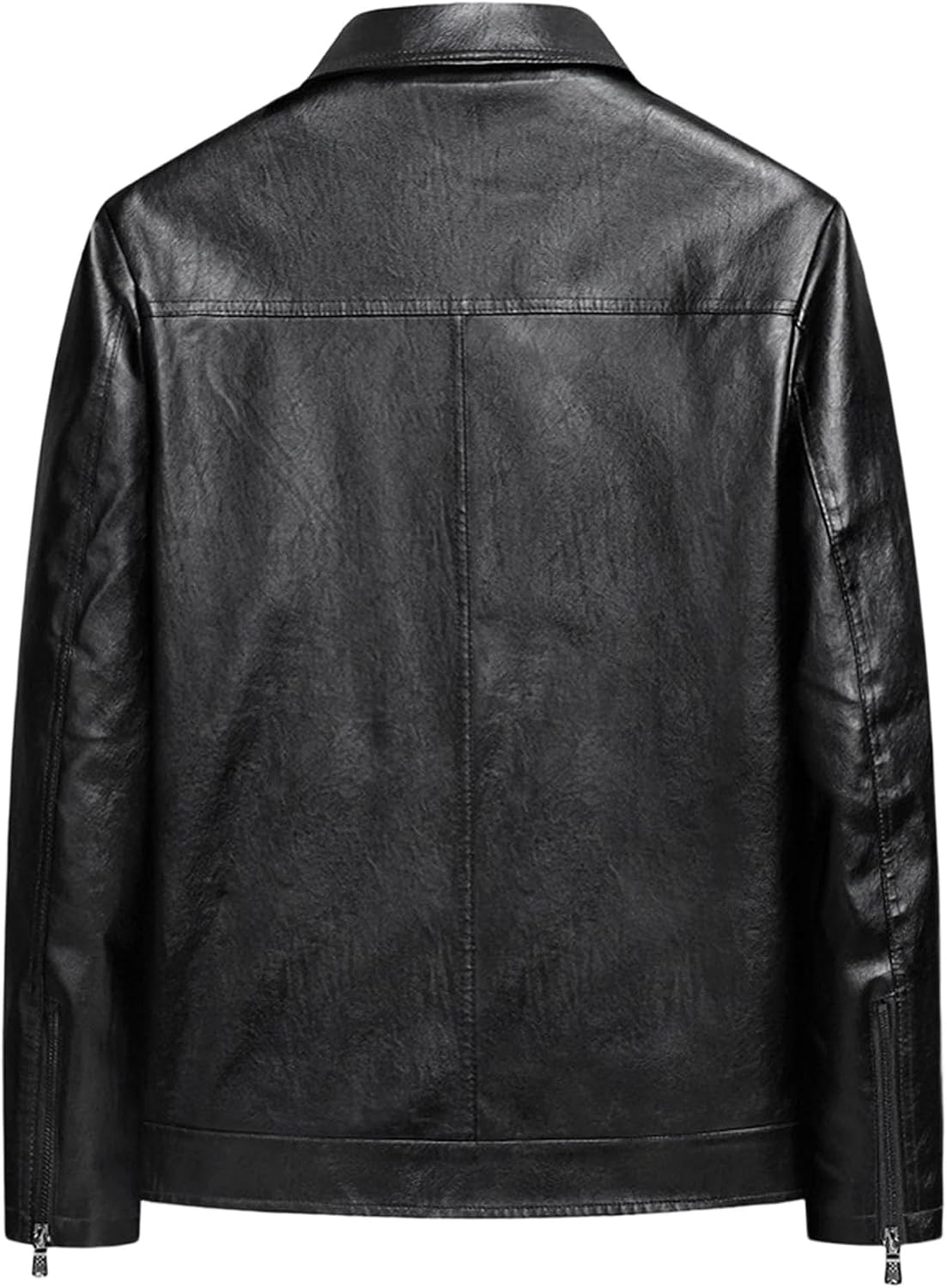 Maiyifu-GJ Men's Leather Jacket Casual Lightweight Motorcycle Jackets Vintage Lapel Zip-Up Slim Fit Biker Coat