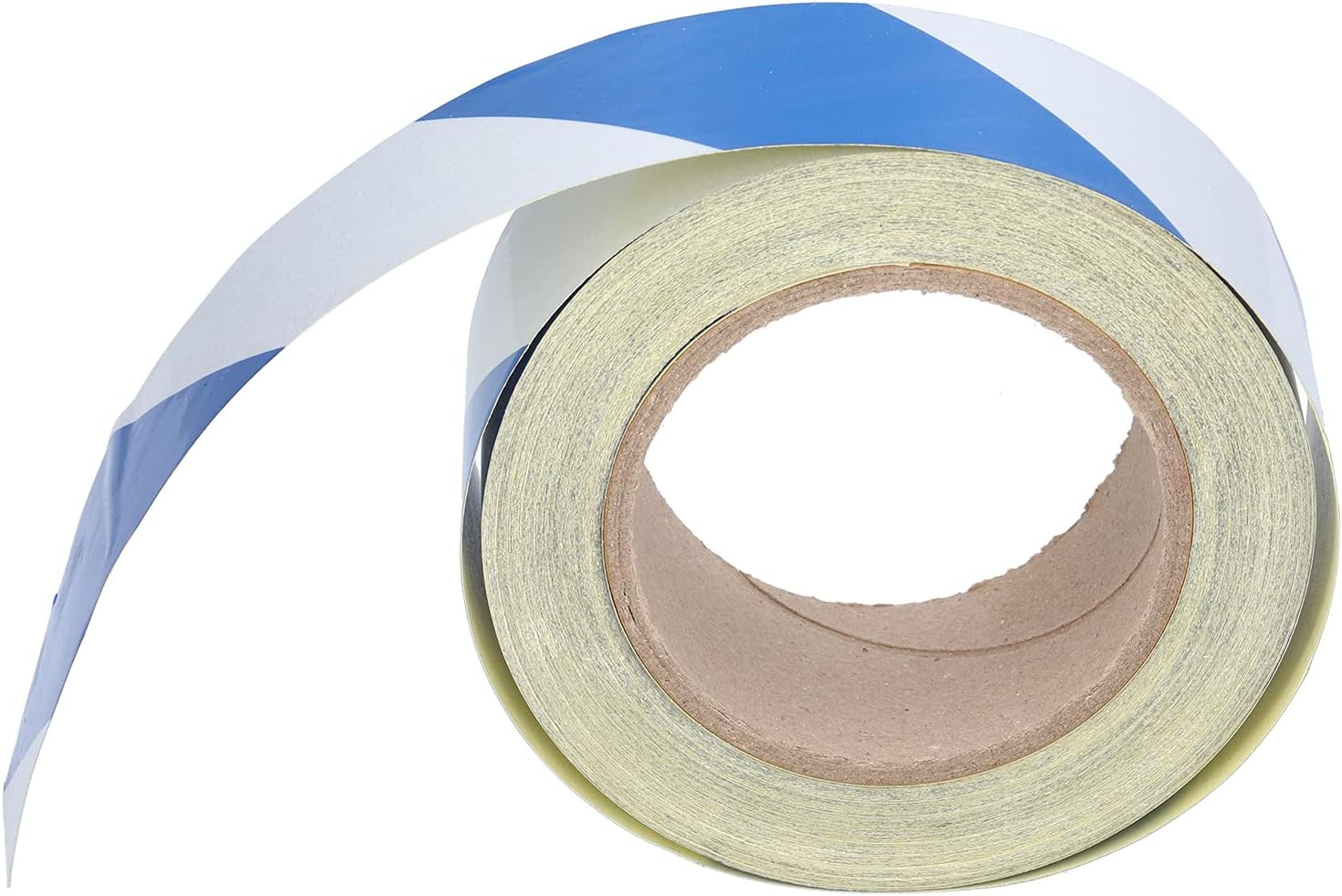 Hapivida 2Pcs Safety Warning Stripe Tape, 2In x 98Ft High Visibility Barricade Adhesive Tape Floor Marking Tape Blue White Strong Grip