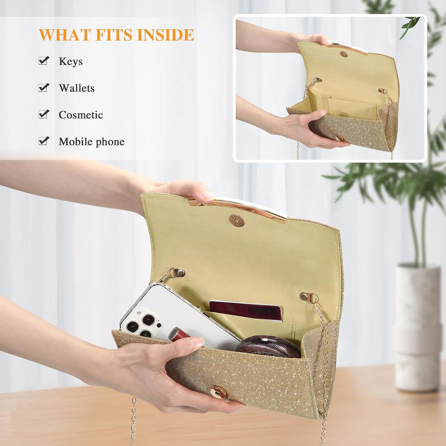 UBAYMAX Evening Bag Clutch Purses for Women Lady Girl Handbags Crossbody Bag Wedding Bag for Prom Party Wedding Engagement | Wedding Bag, for Prom Party, Wedding, Engagement - Image 4