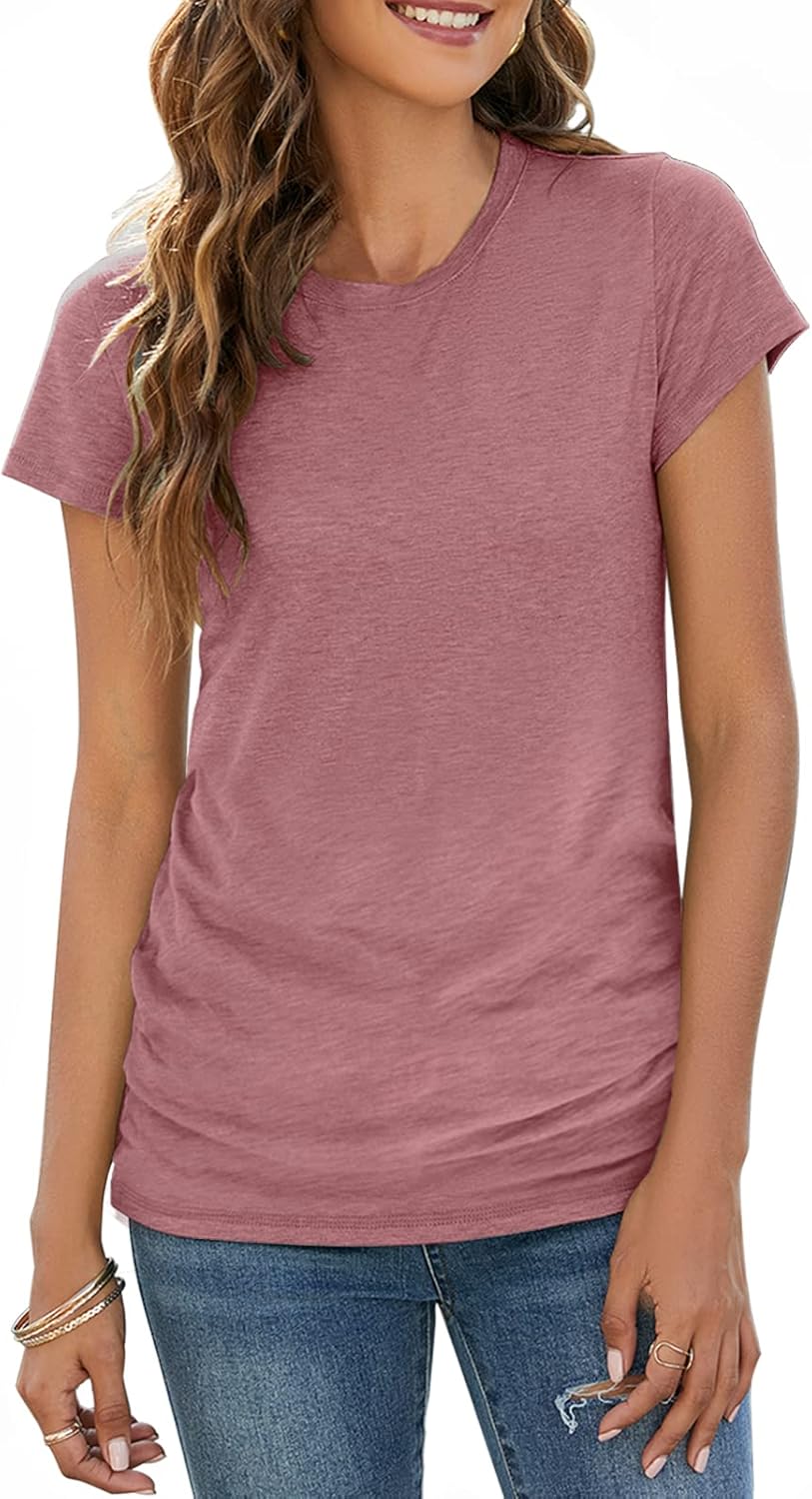 Sherosa Womens T Shirts Short Sleeve Crew Neck Shirts Basic Tee Tops Blouse