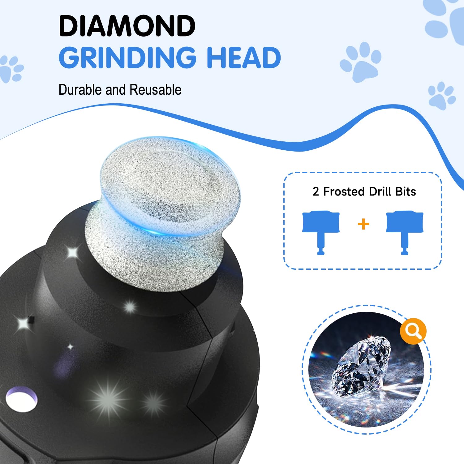 OWill Dog Nail Grinders with Nail Clippers,Professional Dog Claw Grinder Electric Dog Nail Trimmer with LED Light,Rechargeable Nail Clippers Silent for Large Medium Small Dogs - Image 2