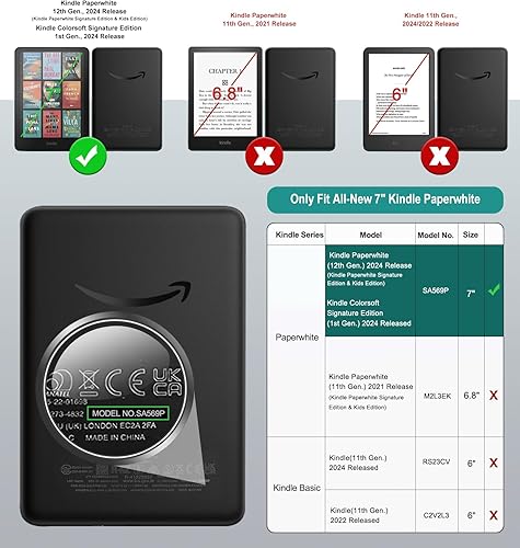 Miniatura 10 de MoKo Funda para Kindle Paperwhite de 6.8" (11ª generación-2021) y Kindle Paperwhite Signature Edition, ultra transparente, suave, flexible, Negro