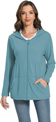 Miniatura 2 de Camisas postmastectomía con bolsillos de drenaje, imprescindibles para recuperación de senos, suaves, cómodas, de manga larga, con cremallera