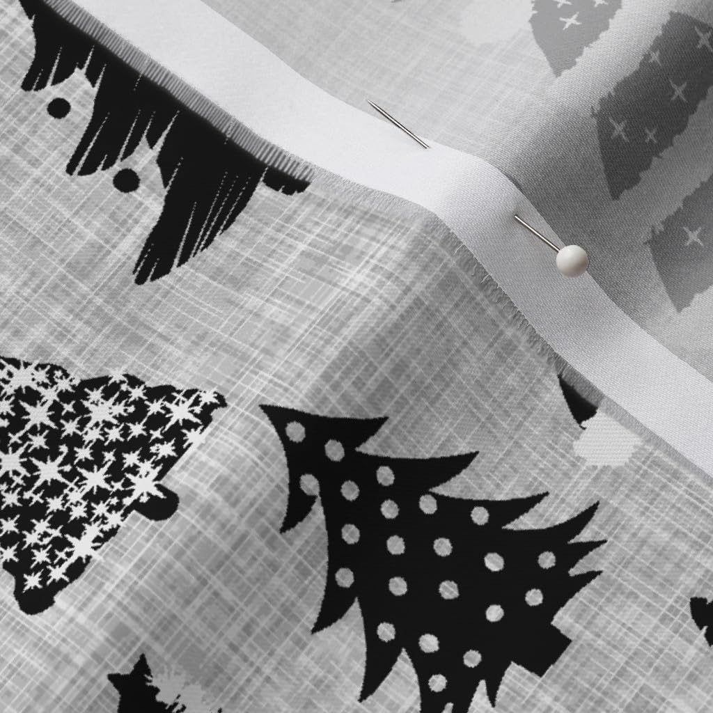 Spoonflower Fabric - Christmas Trees Monochrome Black White Holiday Tree Forest Printed on Organic Cotton Sateen Fabric by The Yard - Sewing Quilting Apparel Home Decor