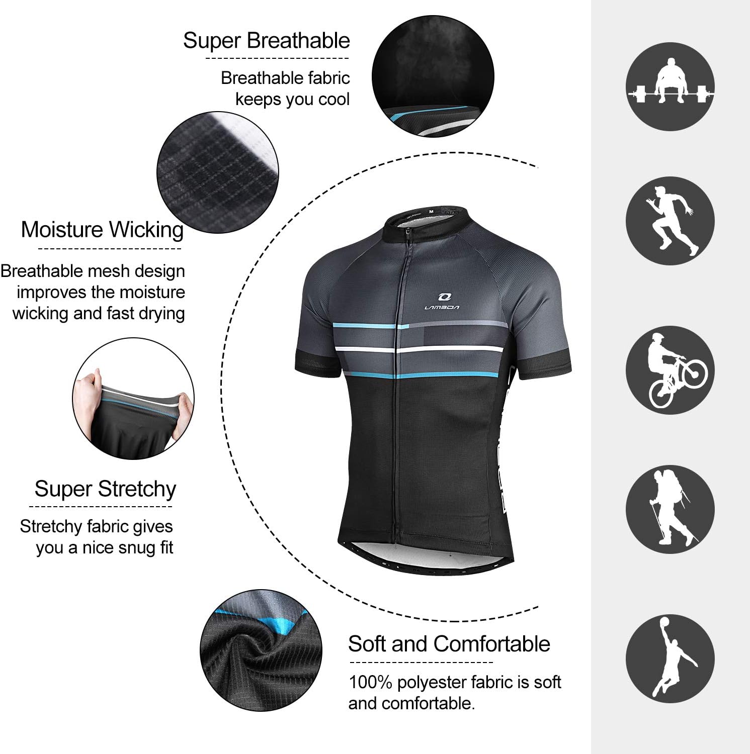 LAMEDA Men's Cycling Jersey Breathable Lightweight Bike Jersey Short Sleeve Quick Dry Moisture Wicking Biking Shirts - Image 8
