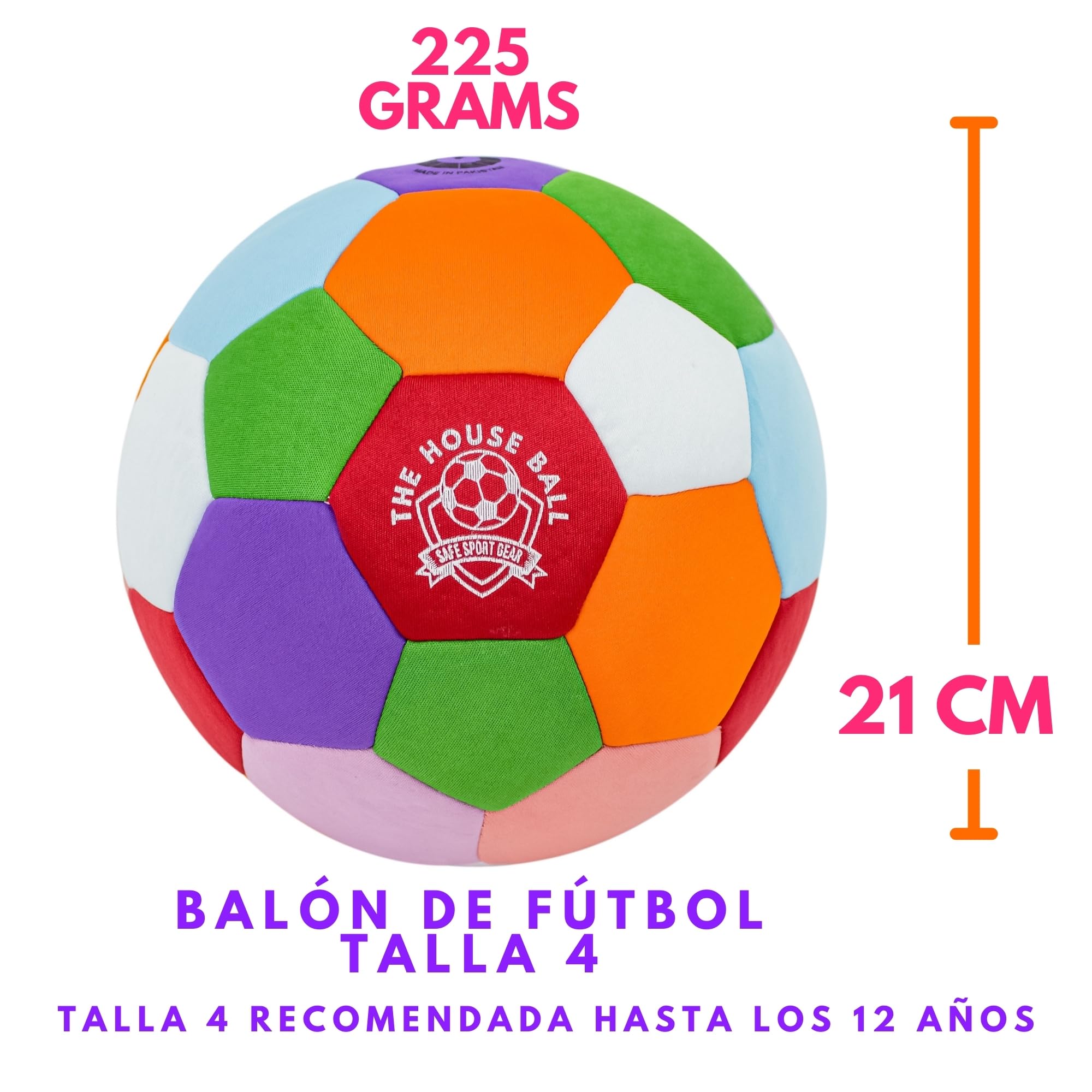 Safe Sport Gear The House Ball Le House Ball - El Balón de Fútbol de Interior Original, Suave y Seguro, Tamaño 4 - Diseñado para Jugar en Casa y en el Jardín Regalo Aficionados Balón Niños