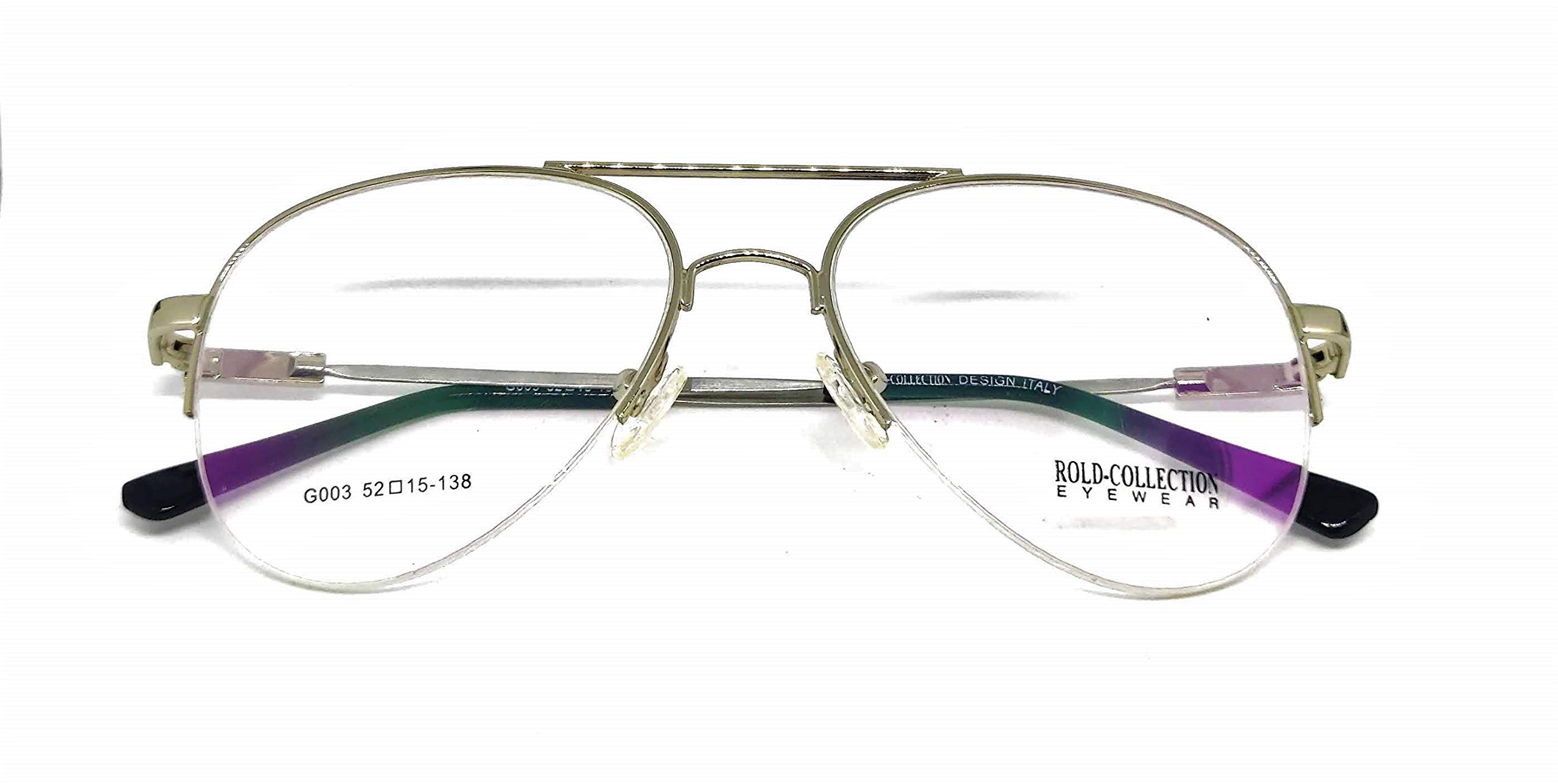 S K I N C R A F T EYE-WEAR Unisex Avator Curved Half Rim Spectacle, eye-wear frame pack of 1 Color Metallic