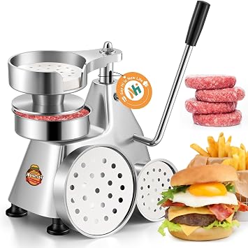 Newhai Commercial Burger Patty Maker, 3-in-1 Stainless Steel Press