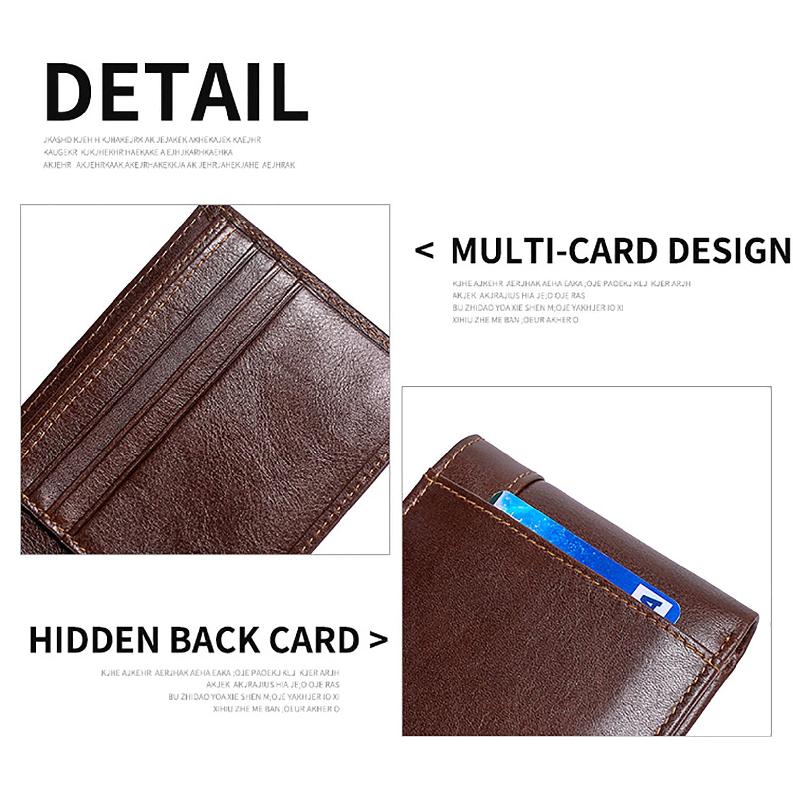 Portafogli, Portafoglio da Uomo con Blocco, 2 Scomparti for Banconote, 1 Finestra for Documenti d'identità, Porta Carte di Credito in Pelle(Unique Colour)