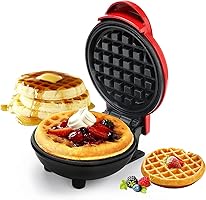 QCen Mini Waffle Maker Machine 3 In 1 Waffle Iron Home Appliances Kitchen Easy To Clean, 4 Inch, Perfect For Breakfast,...