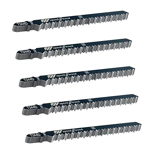 Moicstiy 20 Uds 6 pulgadas Jigsaw Blades T Shank T344D Hoja de sierra de calar de acero de alto carbono para corte rápido de madera