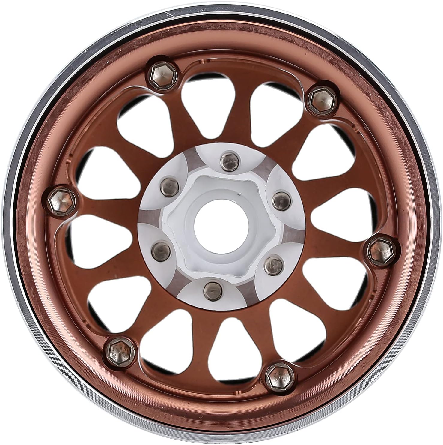 INJORA 4PCS Metal 1.9 Beadlock Wheel Rim 12-Spoke Wheel Hub for SCX10 Pro 1:10 RC Crawler Axial SCX10 II 90046 SCX10 III AXI03007 TRX-4 Tamiya MST (Bronze)