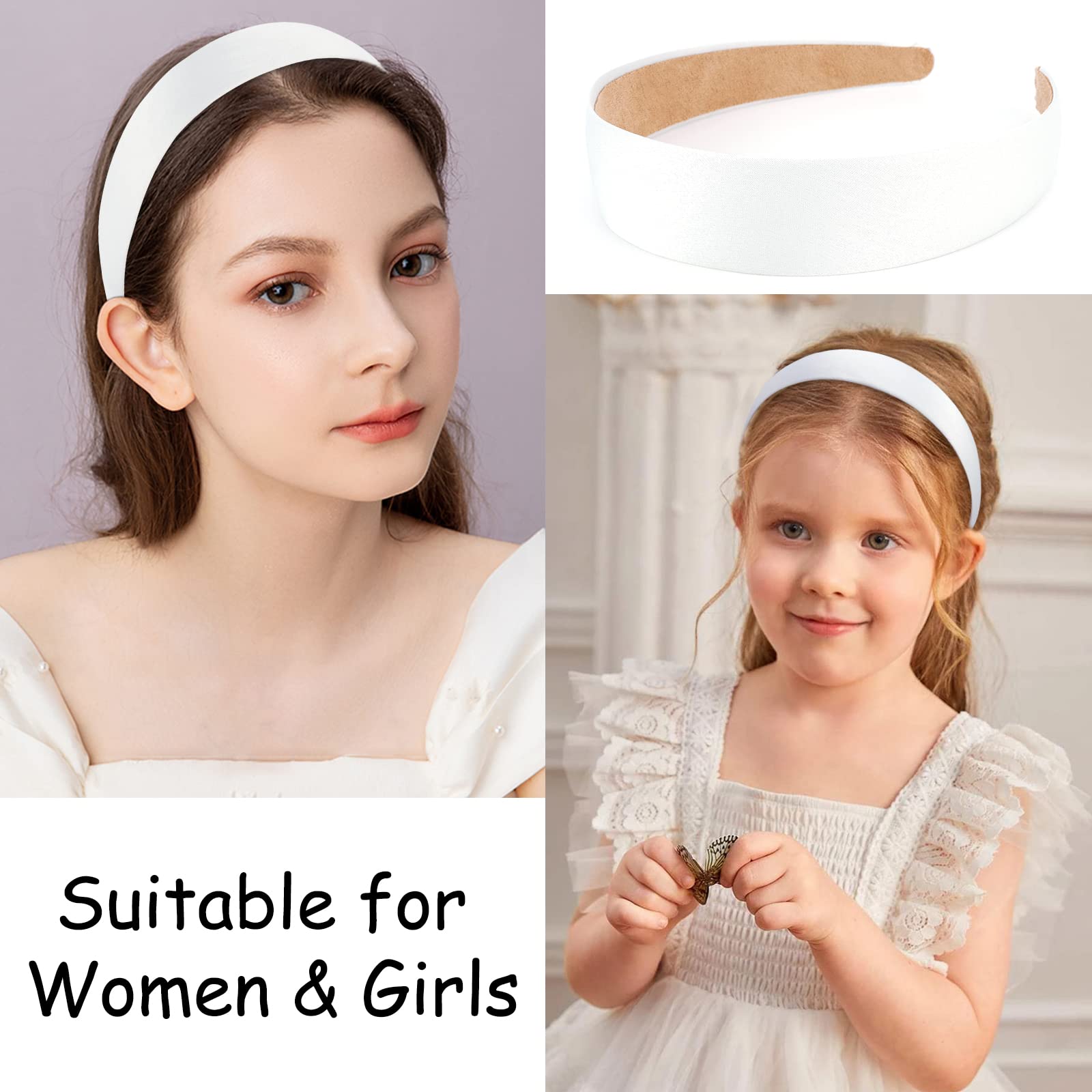 Amazon.com : Wecoe 10 Pack White Headband 1 Inch Wide Satin  display picture 1