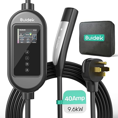 40Amp Portable Tesla Charger Level 2, 9.6KW Tesla Wall Charger with Adjustable Current, Total 16.4FT Tesla Mobile Charger,NEMA 14-50 Plug, Portable EV Charger for Tesla Model Y/X/3/S/Cybertruck