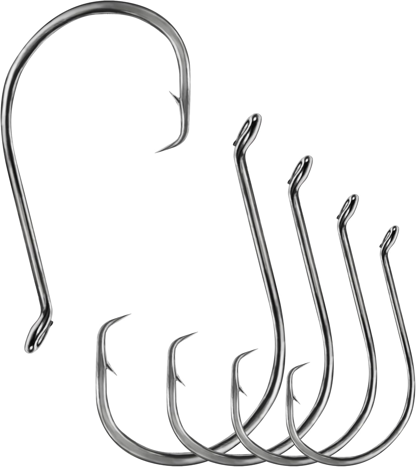 50pcs Fishing Circle Hooks Octopus Fishing Hooks High Carbon Steel Offset Wide Gap Barbed Sharp Black Nickel Catfish Bass Surf Fishing Freshwater Saltwater