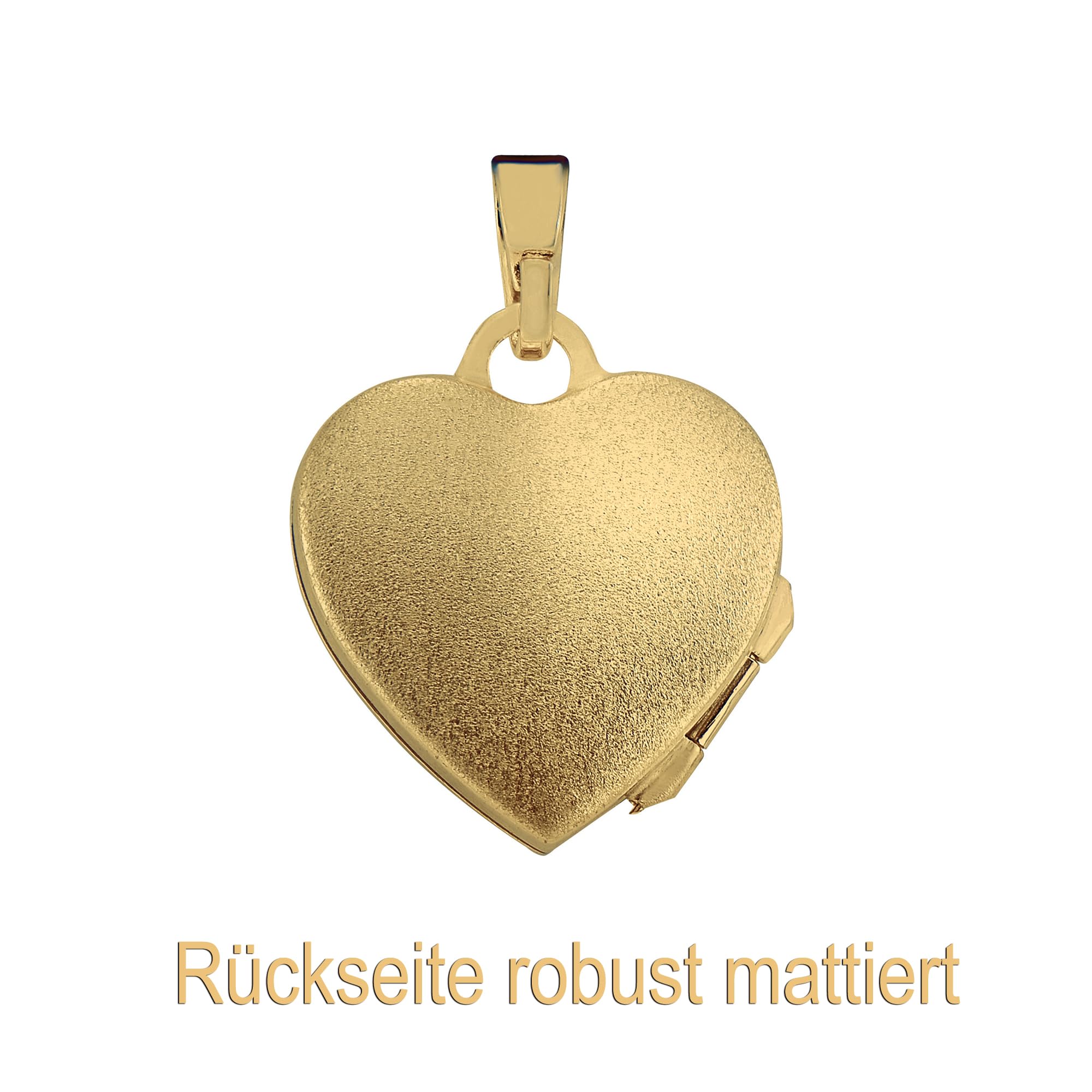 Herz Medaillon Antik-mattiert-geschwärzt zum Öffnen Anhänger für 2 Bilder 585 Gold Bild Amulett oval für Damen mit Halskette oder ohne Kette wählbar + Schmuck-Etui