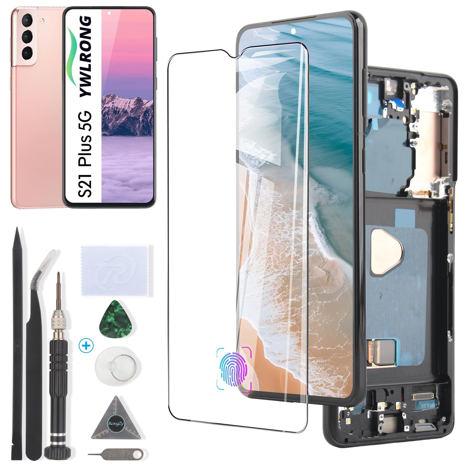 YWLRONG Display for Samsung Galaxy S21 Plus OLED Screen Replacement LCD Touch Screen Digitizer Assembly for Galaxy S21+ 5G SM-G996U with Tools (