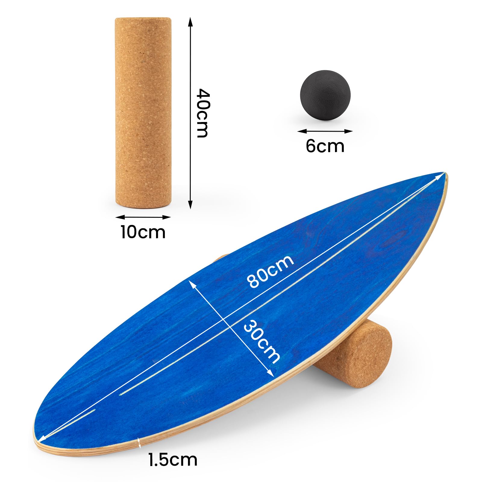 Surfin Balance Board aus Echtholz 150kg Tragkraft 2-in-1 Rolle & Kugel System für Erwachsene & Kinder