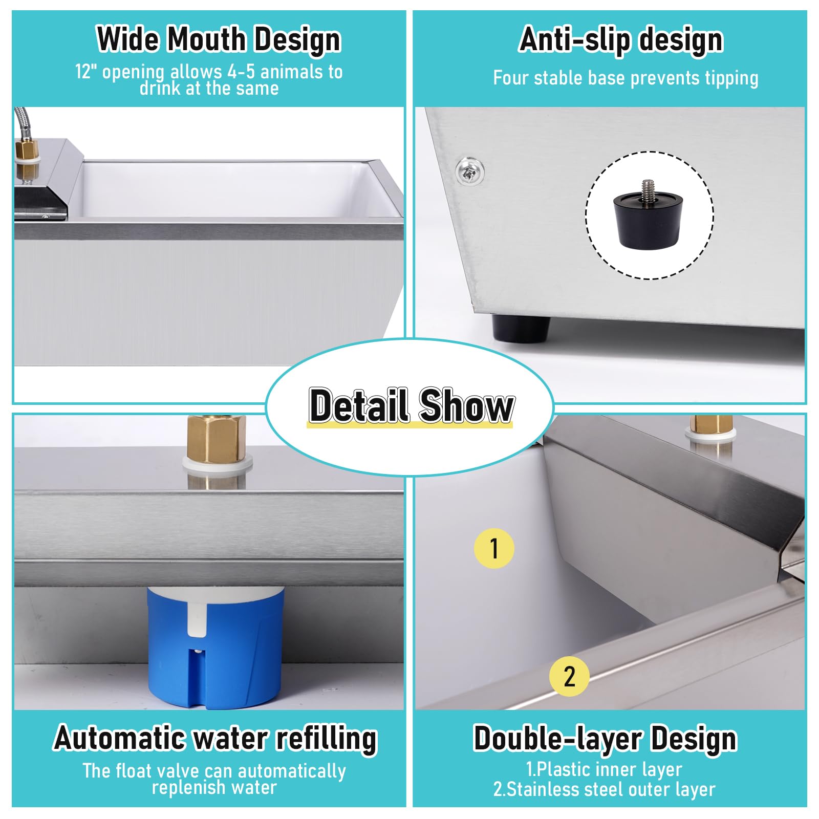 Automatischer Wassertrog für Nutztiere, 13L Metall-Wasserspender für Hunde, selbstfüllender Wasserspender mit großem Fassungsvermögen für Pferde, Ziegen, Schafe und Haustiere