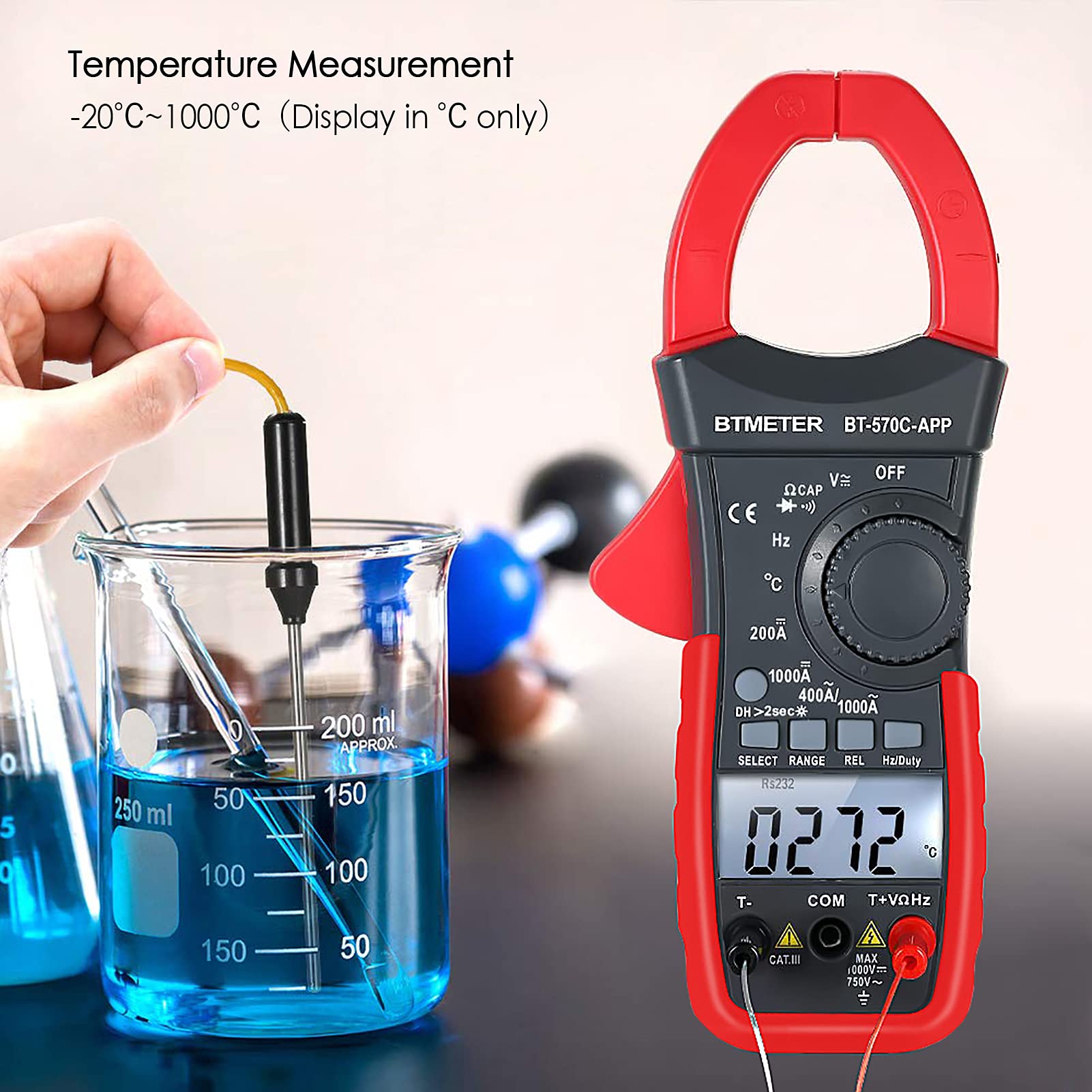 Bluetooth AC DC Clamp Mutlimeter Amp Meter with Temp Testing, Auto