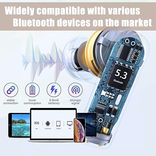 Miniatura 2 de Auriculares inalámbricos Bluetooth 5.0 con cancelación de ruido, auriculares estéreo 3D con auriculares intrauditivos con graves profundos,