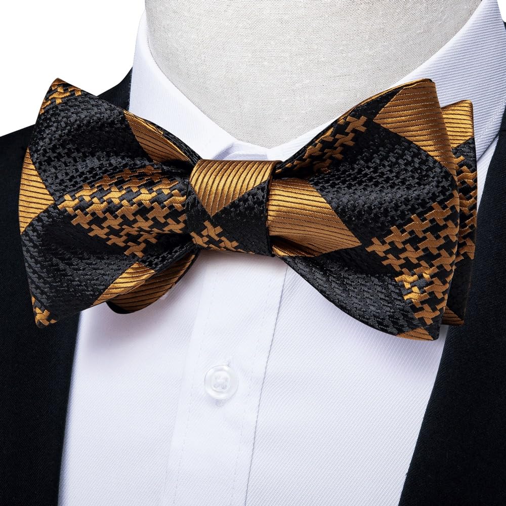 JFDBGU Self Tie Bow Tie Handkerchief Cufflinks Set Silk Bowknot Formal Wedding Party Cravat