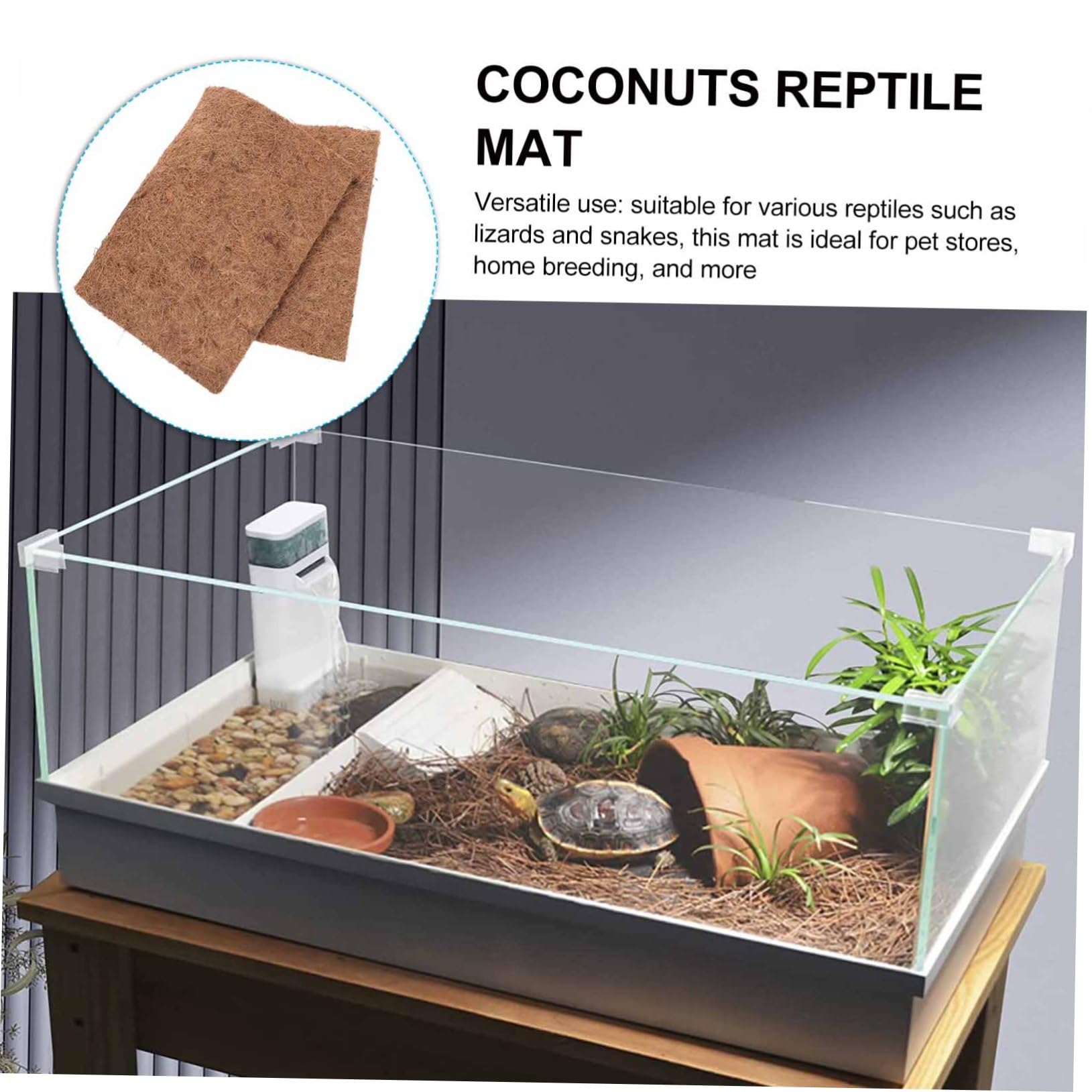 Abaodam Tappeto per Rettili 4 Pezzi in Fibra di Cocco per Terrario | Color Coffee, Superficie Antiscivolo Morbida, per Serpenti e Allevamento Domestico
