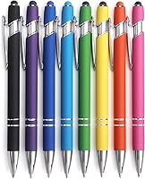 Bribobo 8 Pack 2-in-1 Stylus Ballpoint Pens - Retractable Metal Touch Screen Pens, 1.0mm Black Ink, Assorted Colors