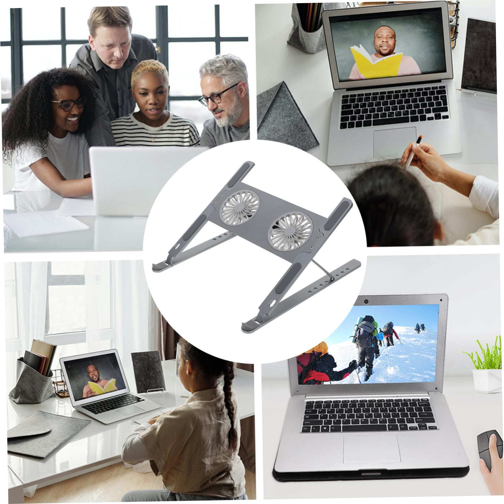 Homoyoyo Supporto Raffreddamento Notebook Supporto Portatile Regolabile in Lega di Alluminio Doppia Dissipazione e Ventilazione Interna ed Esterna per Laptop