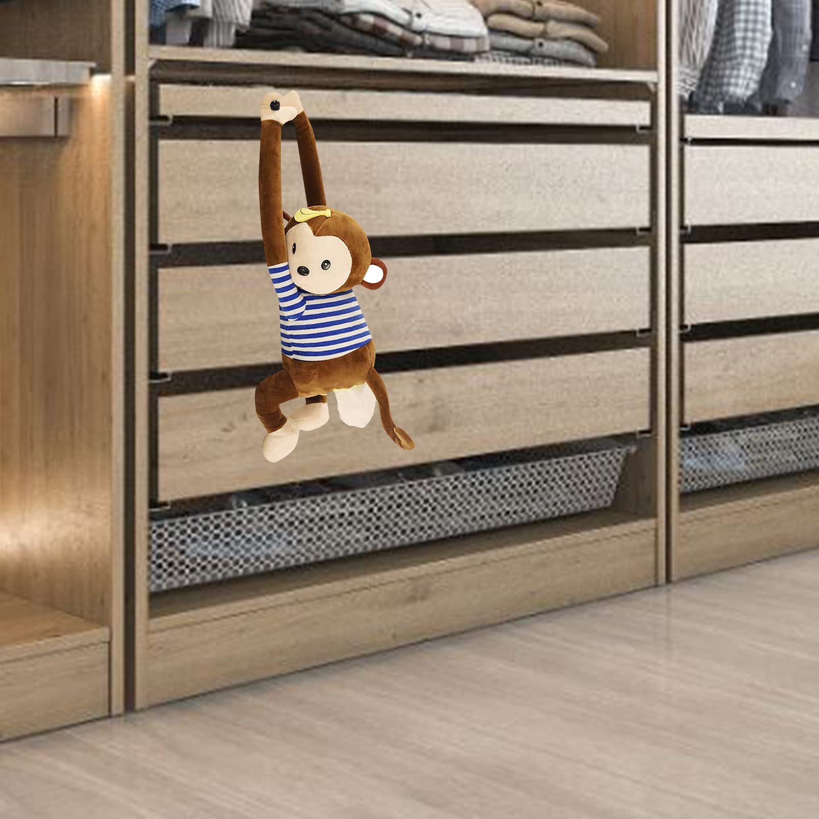 Porte-mouchoirs En Peluche Singe Crosse - Déco Maison/voiture, Design Cartoon, 43 Cm, Marron/rose