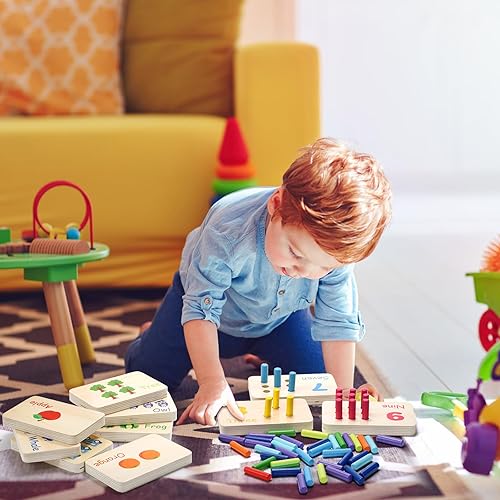 Miniatura 6 de Suwimut Tablero de clavijas de madera para contar matemáticas, juguetes de conteo de números para jardín de infantes, actividades de aprendizaje,