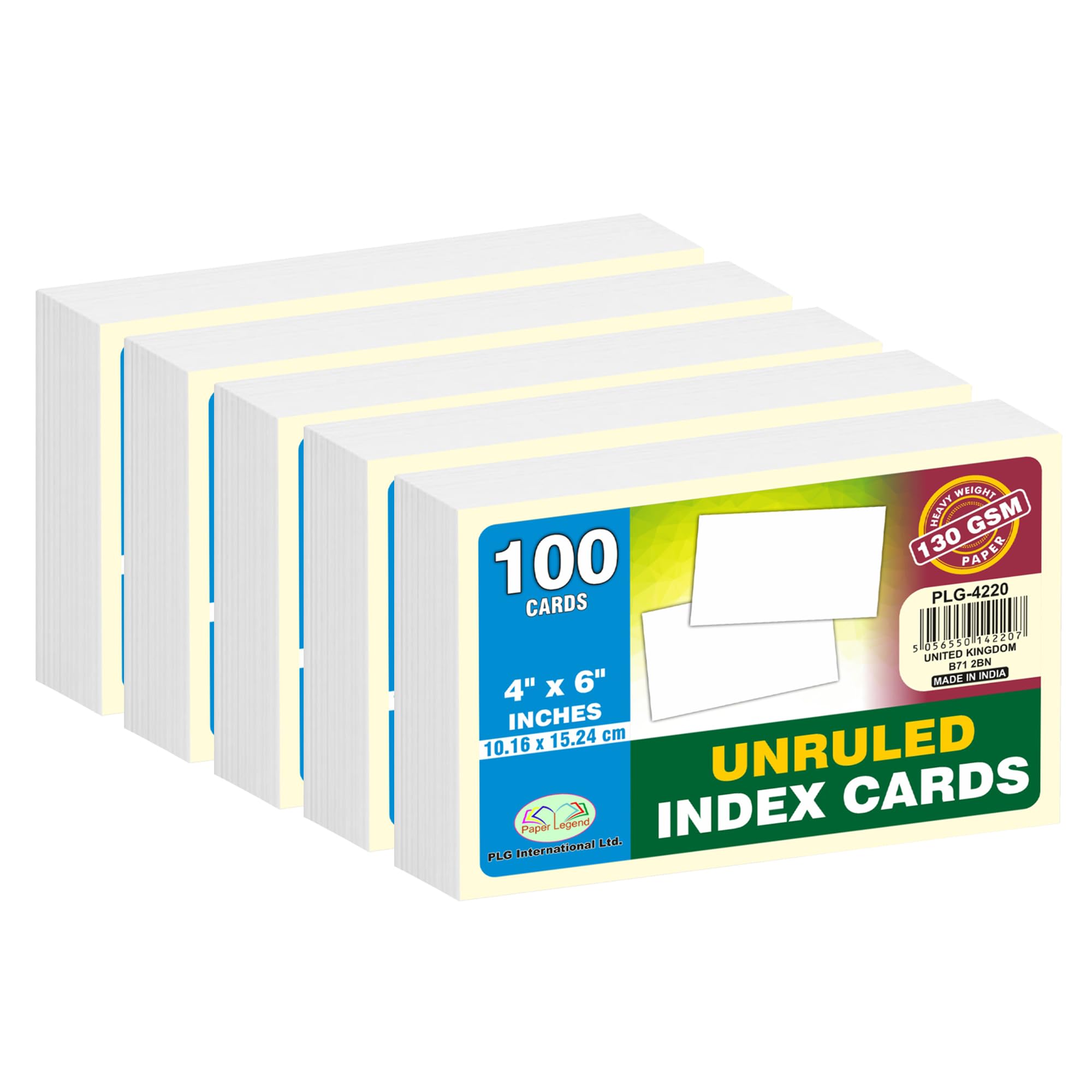 A6 Revision Cards Unruled Index Cards 4” x 6” White Flash Cards 130 GSM (Both Sides Blank) 6x4 Blank Note Cards Record Cards Perfect for Craft Projects Designing Individual Postcard (500 Cards)