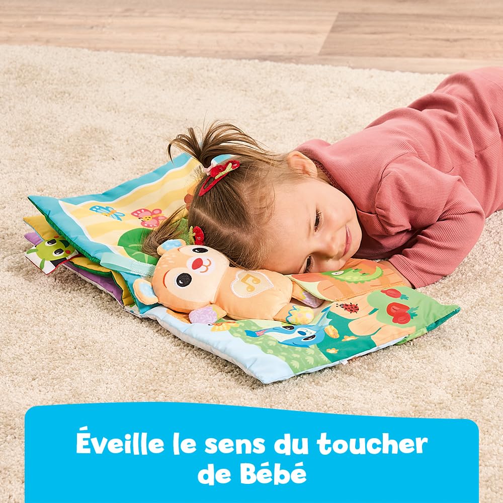 VTech - Grand Livre Toudoux des Découvertes, Livre en Tissu Bébé avec Petit Ours en Peluche Musical et Interactif, Jouet d'Éveil Sensoriel, Cadeau Bébé Dès 3 Mois - Contenu en Français