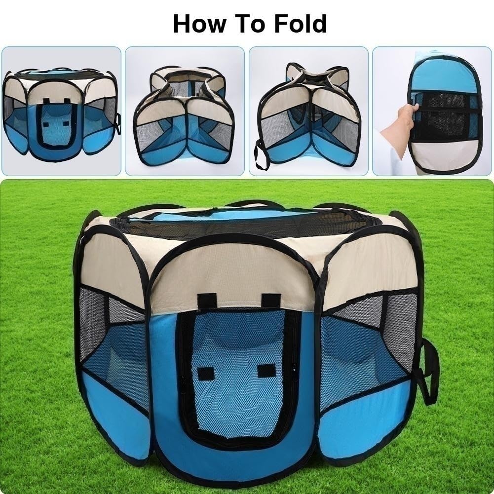 Portable Dog Pen, Foldable Pet Playpen, Cat Playpen for Dogs Puppy Pen for Indoors Outdoor Waterproof Puppy Crate - Image 4