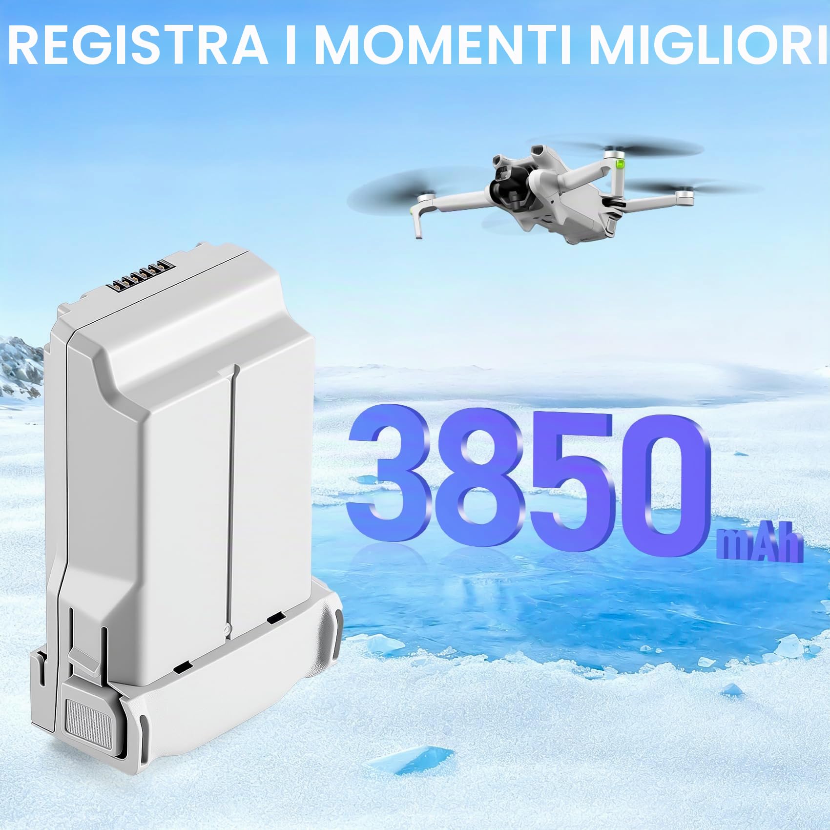 Batteria di volo intelligente Mini 4 Pro/3 Series ricaricabile (confezione da 2) 3850mAh 7.38V per 47-51 minuti Max Volo Compatibile con DJI Mini 4 Pro/3/3 Pro
