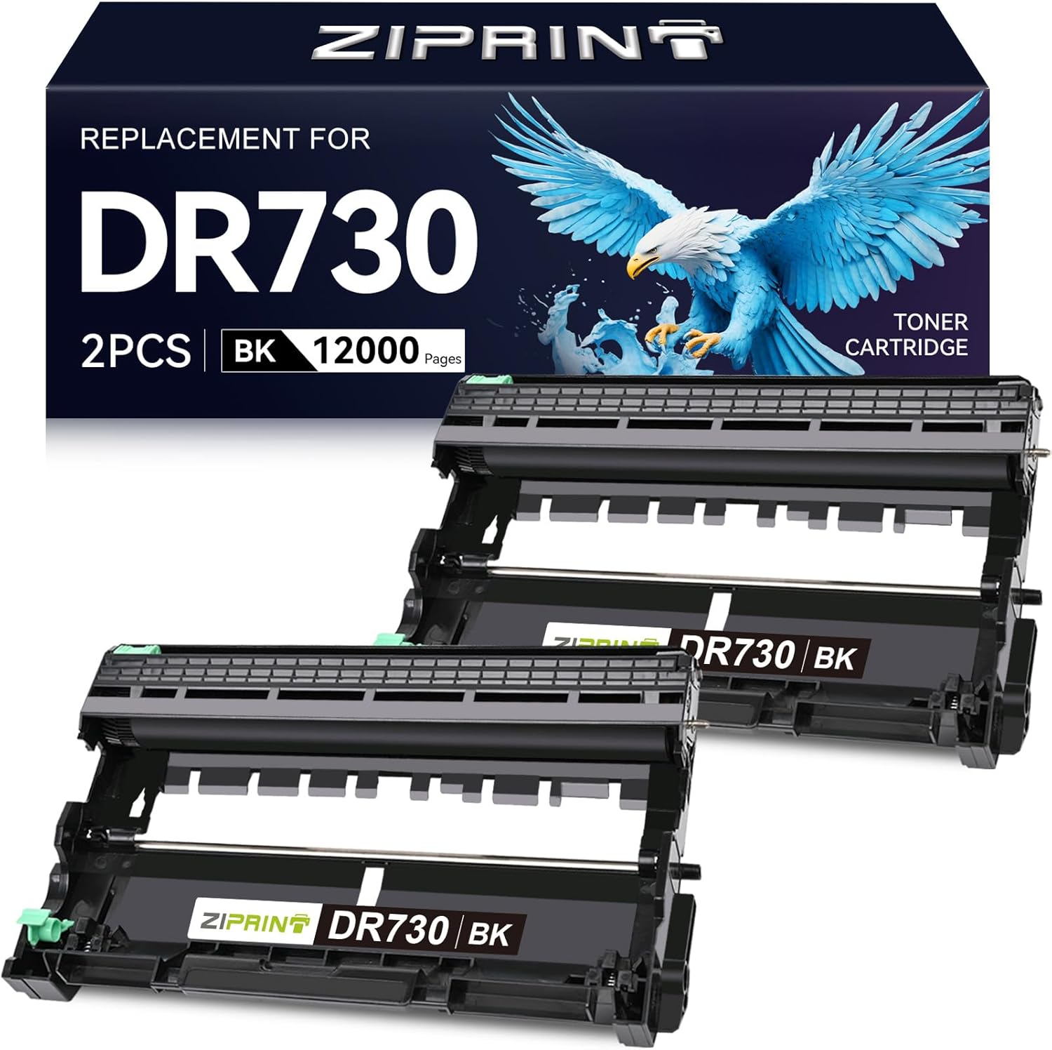 ZIPRINT 2-Pack Dr730 Drum Unit Replacement for Brother DR-730 DR 730 for MFC-L2710DW MFC-L2750DW MFC-L2730DW MFC-L2750DWXL DCP-L2550DW HL-L2370DW HL-L2350DW HL-L2395DW Printer, 12000 Pages Yield