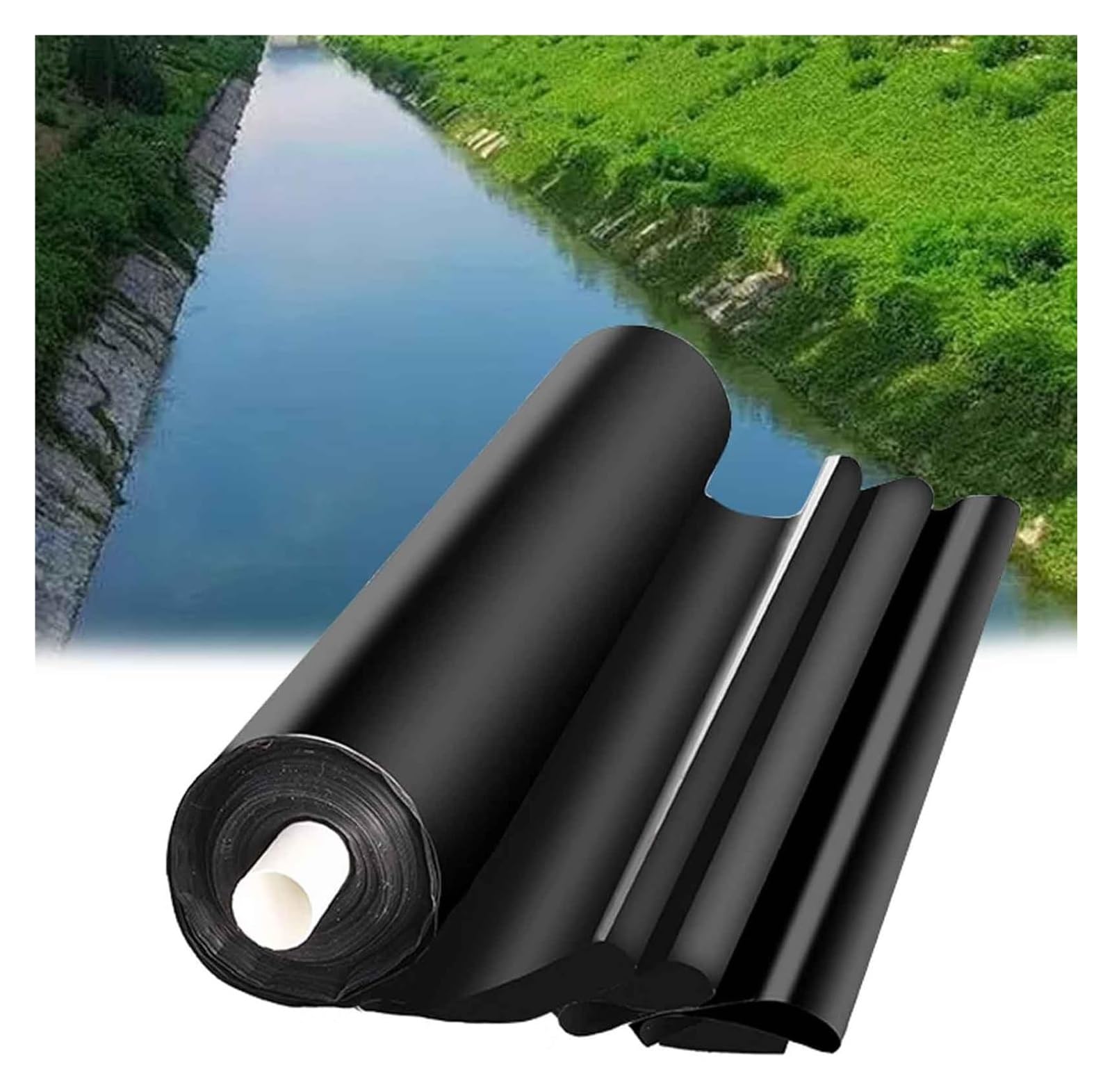 Teichfolie, 5 Mil Dickes biegsames HDPE-Material, Teichhäute, Teichmembran(5x12m(16.4x39.3ft))