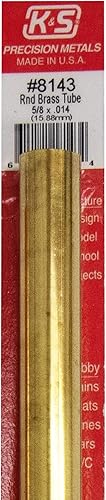 Miniatura 20 de K&S Tubo redondo de latón de precisión 8132-9/32 pulgadas de diámetro exterior x 0.014 pulgadas de pared x 12 pulgadas de largo – Manualidades