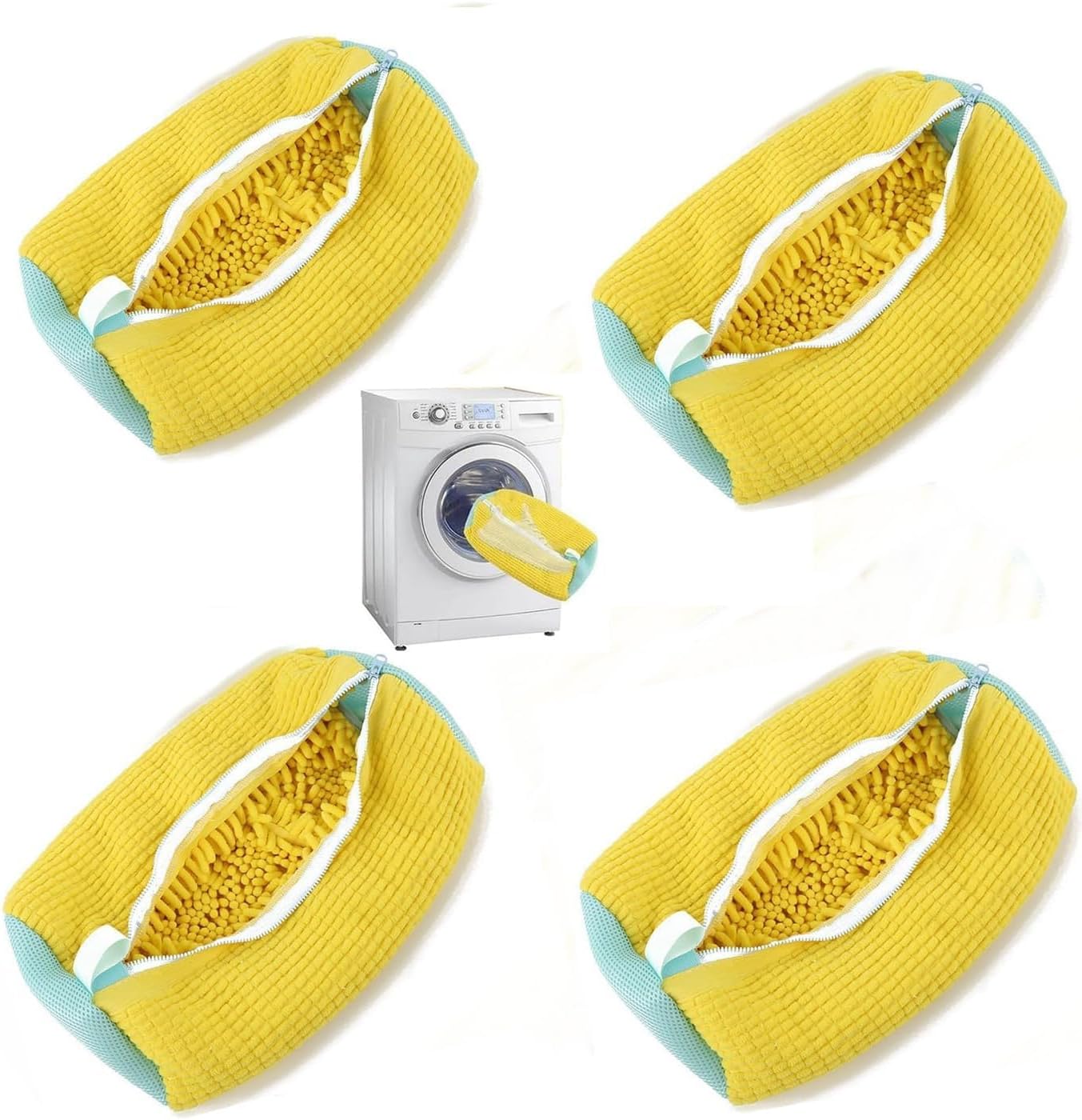 Shoe Washing Machine Bag, Shoe Laundry Bags for Washing Machine, 2 Pcs Sneaker Shoe Washing Bag, Laundry Shoe Bag for Washer and Dryer, Reusable Shoe Washing Bags (White)