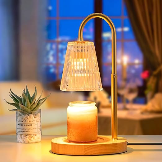 Candle Warmer Lamp with Timer Dimmer Vintage Electric Wax Warmer Home Decor for No Flame Scented Warming Adjustable Height