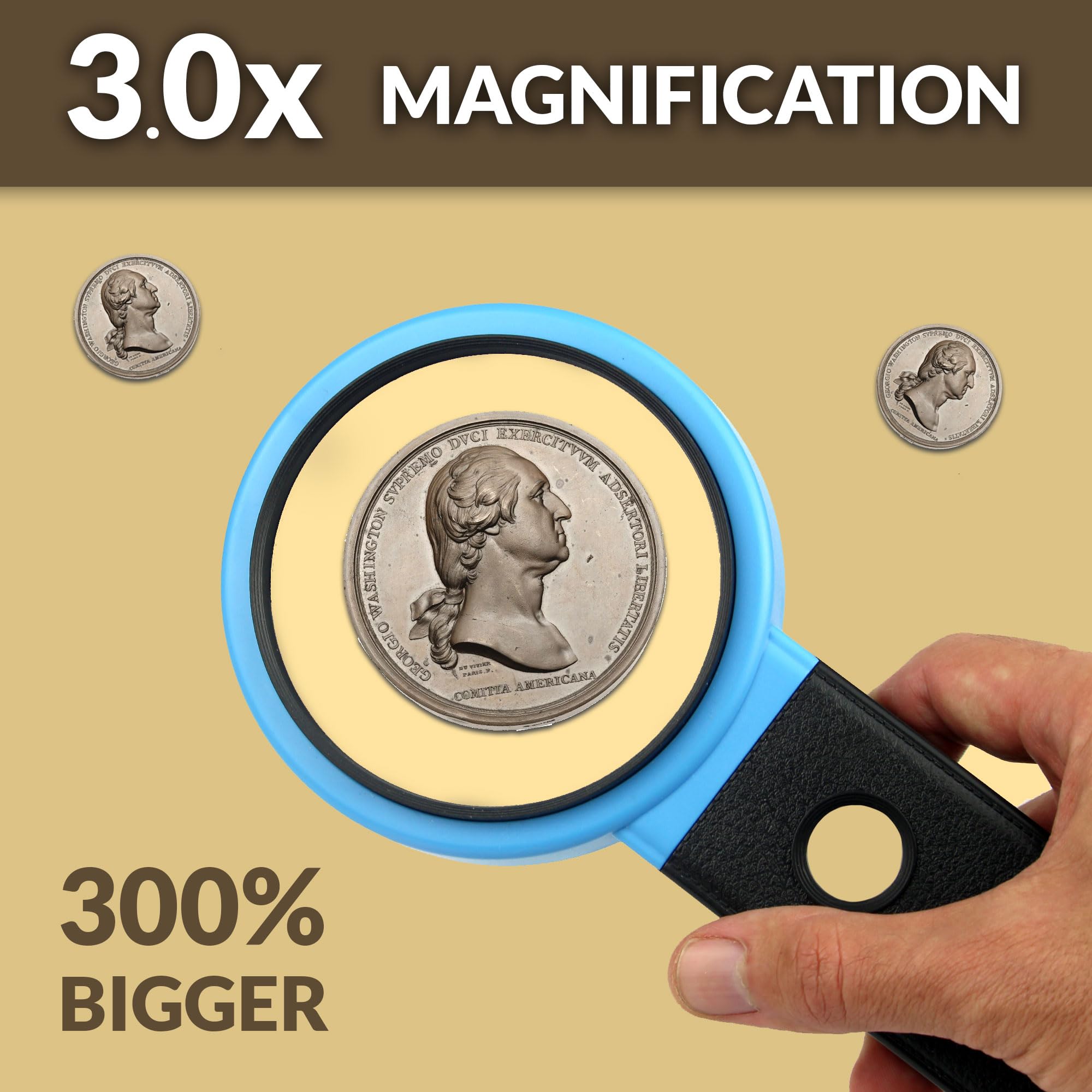 VISION AID 30X Hands-Free Magnifying Glass with 21 LED Lights for Coins Jewelry Crafts Hobby 40X Loupe Handheld or Desktop Stand Magnifier for Seniors Reading Watch Repair Soldering Close Work - Image 2