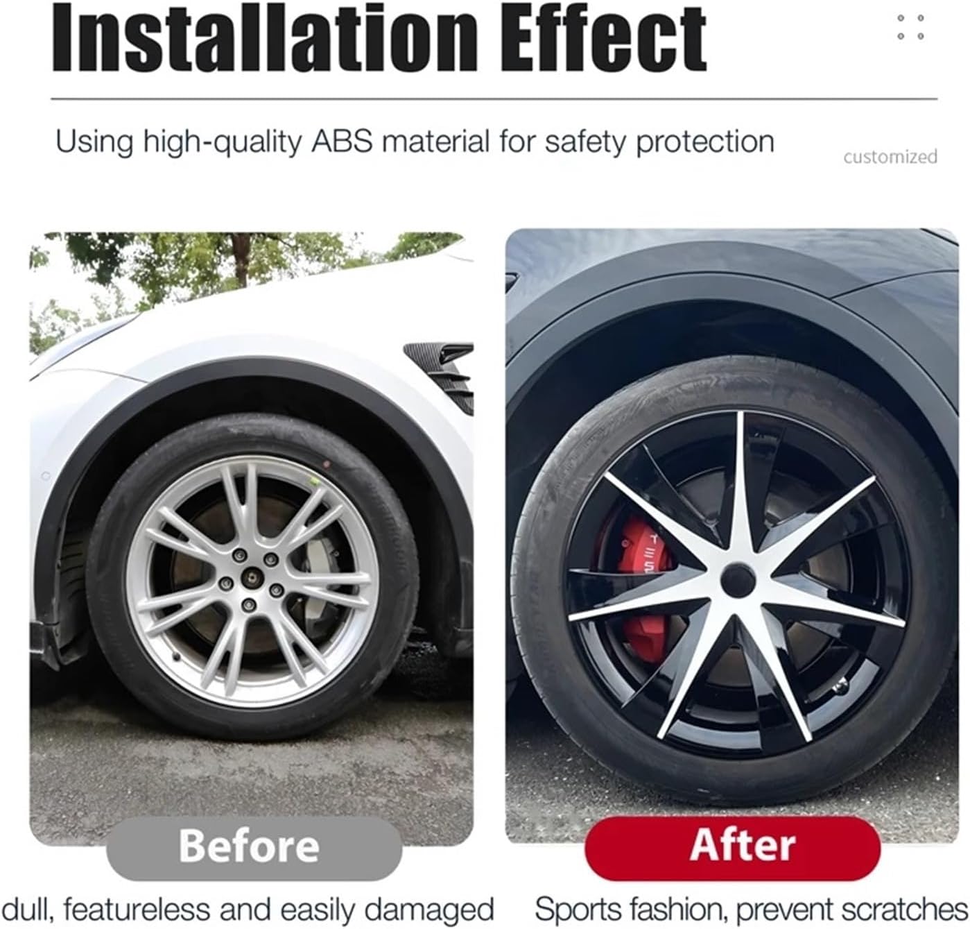 4PCS Hub Cap Compatible for Tesla Model Y Hubcap 19 Inch Full Rim Cover Wheel Cap Compatible for Gemini Accessories Wheel Parts 2018-2024(Matte Black)