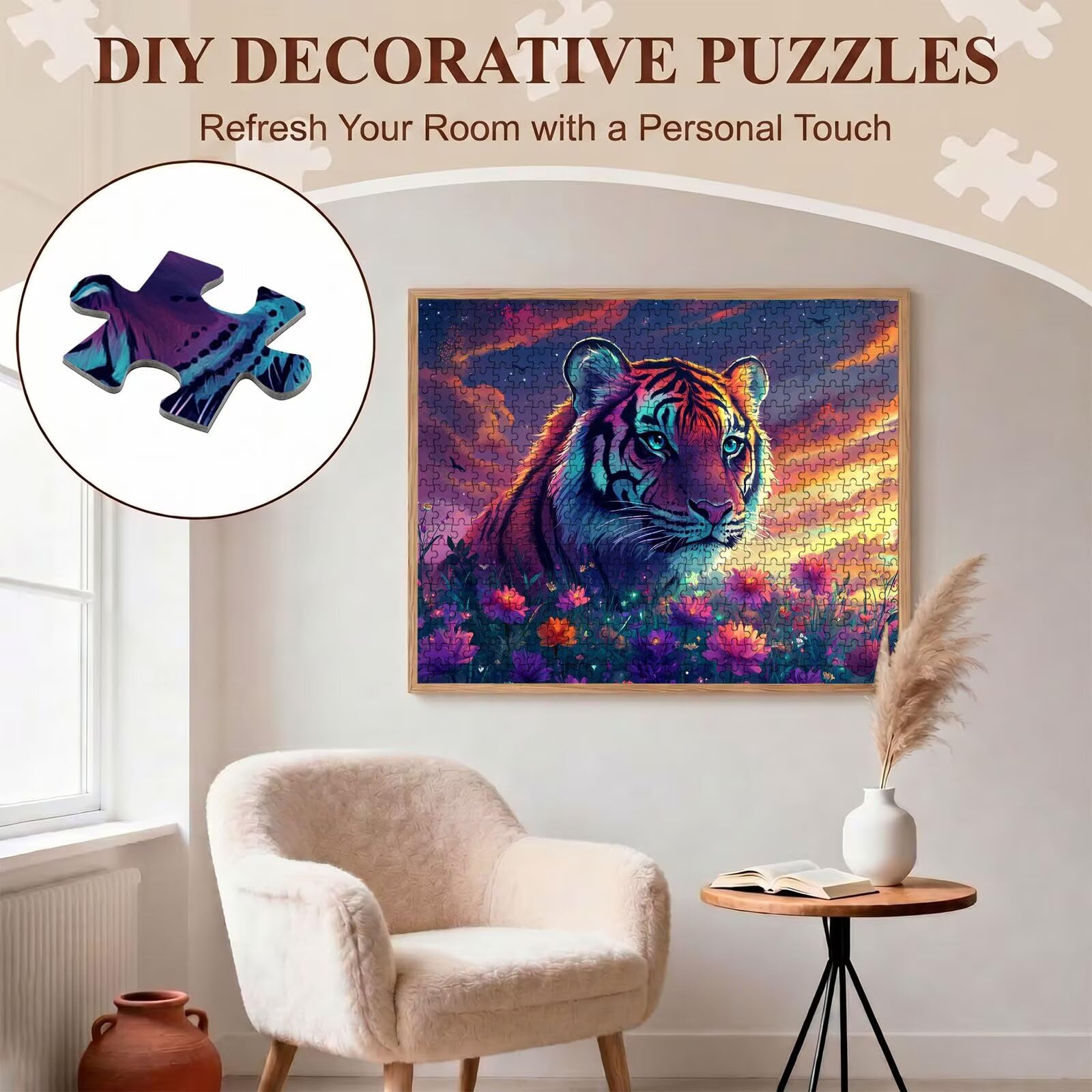 Puzzle 6000 Pezzi Classici, Puzzle tigre Carino 179 x 105 cm, Gioco Educativo e Antistress in Legno con Poster Incluso, Ttività DIY per Famiglia, Regalo per Appassionati, Decor Parete Casa, f0-618