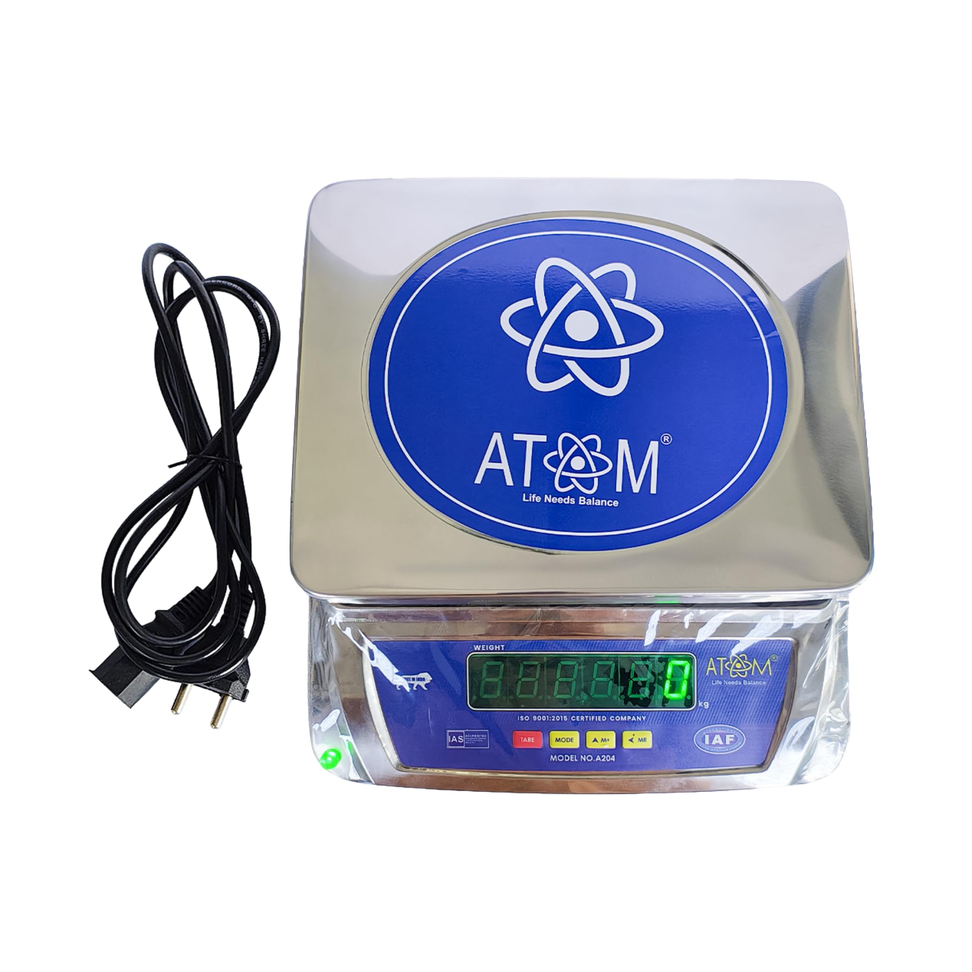 Atom A204 Industrial Platform Weighing Scale (30 Kg) | Heavy Duty Weight Machine for Shop & Warehouse | 1.5 g Accuracy, Large 9.2 x 11.6 Inch Pan with Tare & Overload Indicator, LCD Display, ABS Body-image-38
