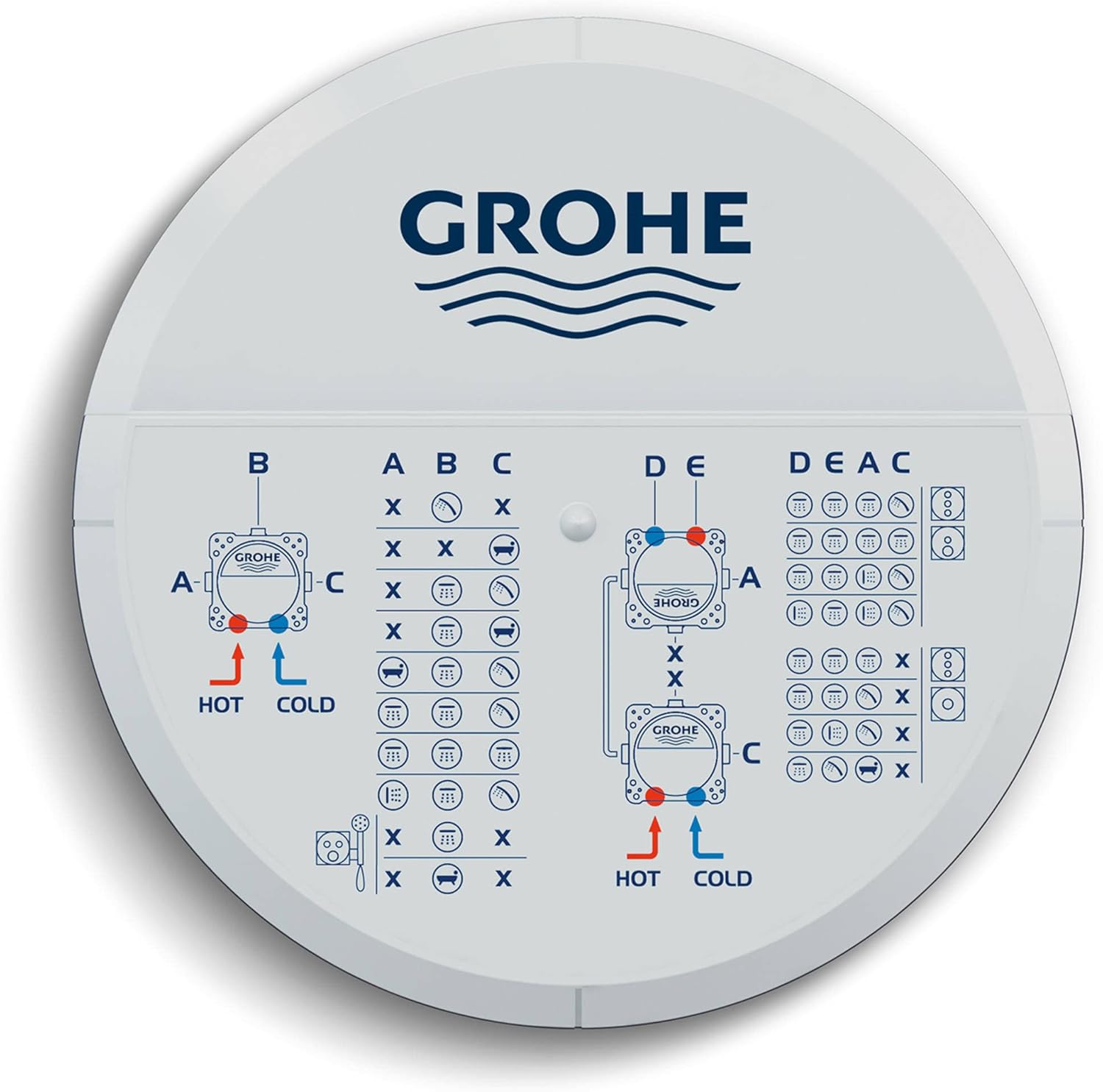 Top-down view of GROHE Rapido Smartbox with rough-in depth markings