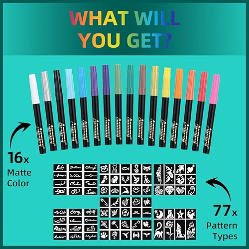 Miniatura 6 de Bolígrafo de tatuaje temporal - A (16 vibrantes)