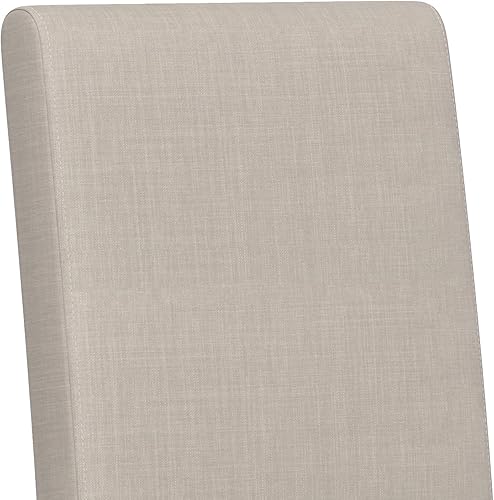Miniatura 9 de SIMPLIHOME Juego de 2 sillas de comedor Acadian, de madera maciza tapizada y tela estilo lino, color beige claro, asientos de comedor de transición
