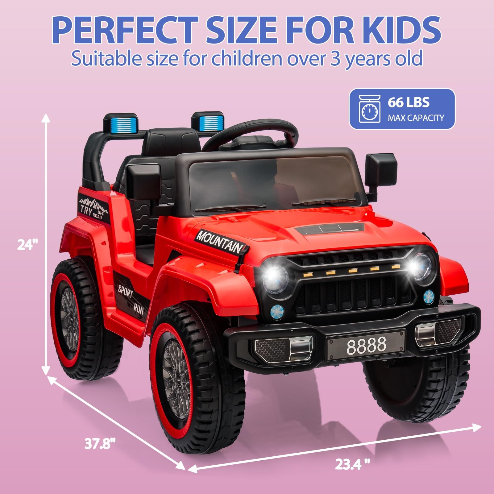 Veicolo Elettrico Per Bambini 12V Con Telecomando 2.4G, 2 Motori 35W, 3-6,5 Km/h, Musica Senza Fili, Fari Sospensioni, Cintura Di Sicurezza - Giocattolo Sicuro