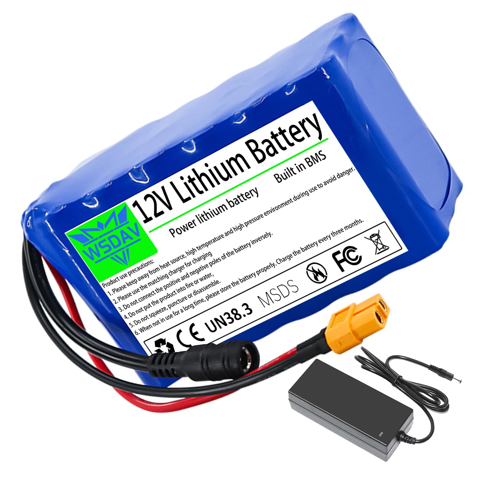 Batterie pour Bateau amorceur 12 V, Bloc-Batterie Lithium 12 V 18 Ah, 22 Ah, 24 Ah ou 30 Ah avec Chargeur pour Moteur de 200 W, 250 W, 300 W ou 360 W